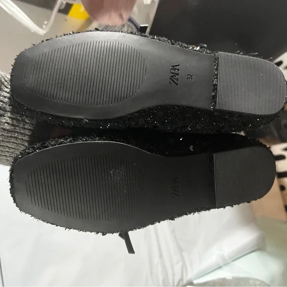 Zara Black Glitter Mary Jane Flats - Picture 2 of 2